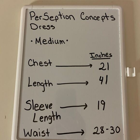 PerSeption Concept Dress MED Red Blue Stretchy Geometric Office Wear Boutique - Picture 12 of 12